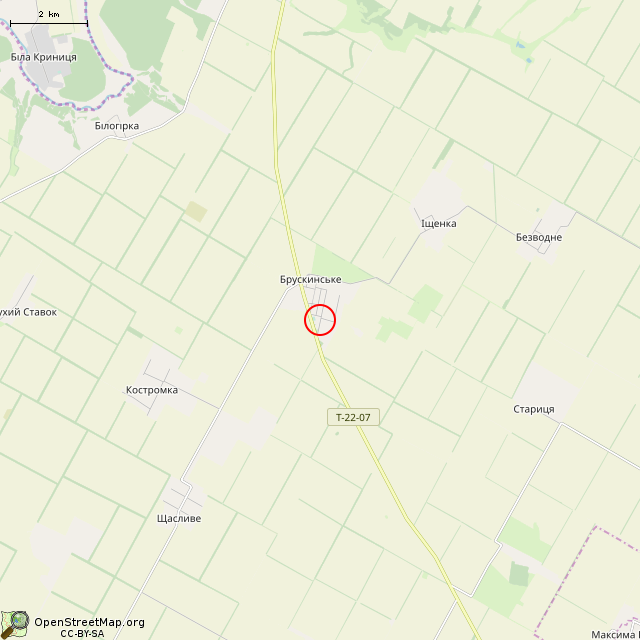 Карта где находится Мемориал воинам-односельчанам (Брускинское)      | Вторая мировая война, военный памятник / мемориал в мелком масштабе