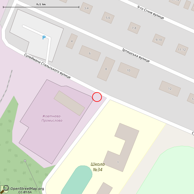 Карта где находится Бывший парадный въезд в парк им. Суворова (Кривой Рог) в крупном масштабе