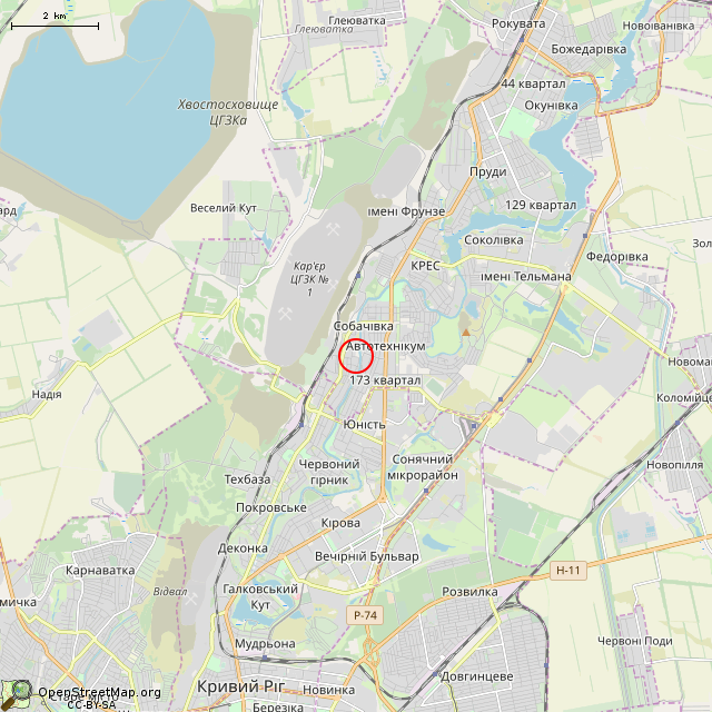 Карта где находится Фонтан (Кривой Рог) в мелком масштабе