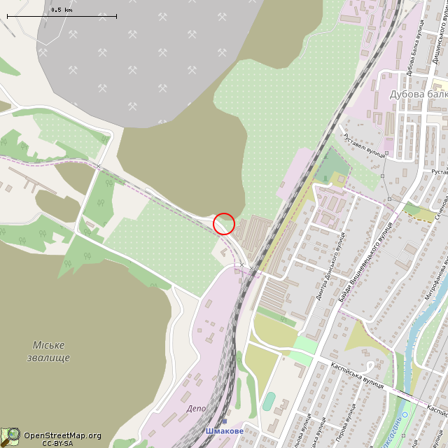 Карта где находится Остатки фундамента здания (Кривой Рог) в среднем масштабе