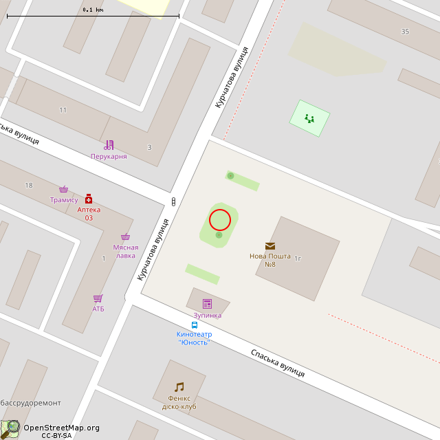 Карта где находится Памятник-бюст Карлу Либкнехту (Кривой Рог) в крупном масштабе