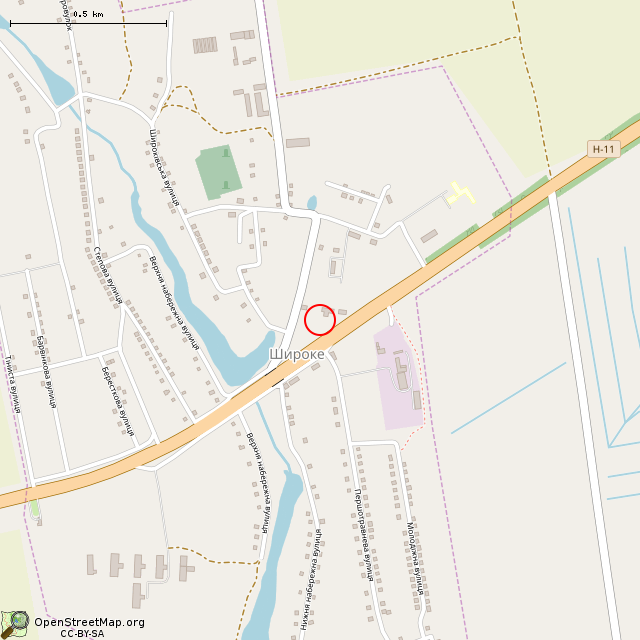 Карта где находится Братское захоронение воинов ВОВ (Широкое) в среднем масштабе