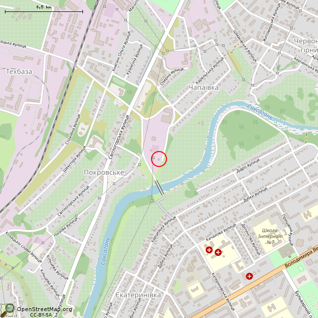 Карта где находится Техническое здание (Кривой Рог) в среднем масштабе