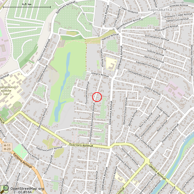 Карта где находится Заброшенный дом (Кривой Рог) в среднем масштабе