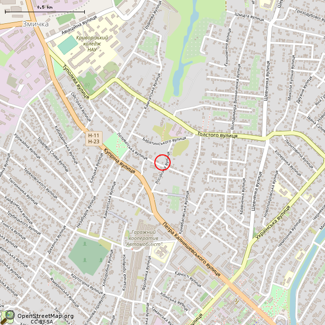 Карта где находится Заброшенный дом (Кривой Рог) в среднем масштабе