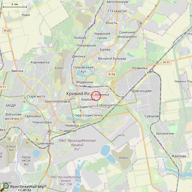 Карта где находится Скульптура «Учительница моя» (Кривой Рог) в мелком масштабе