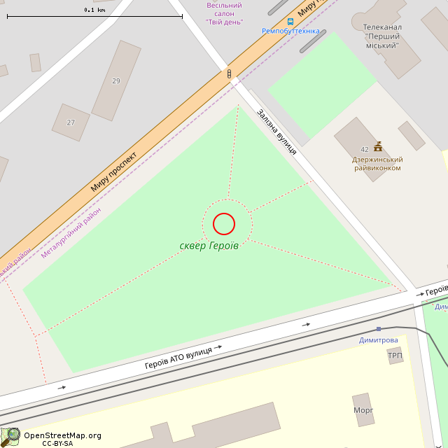 Карта где находится Стела Героев (Кривой Рог) в крупном масштабе