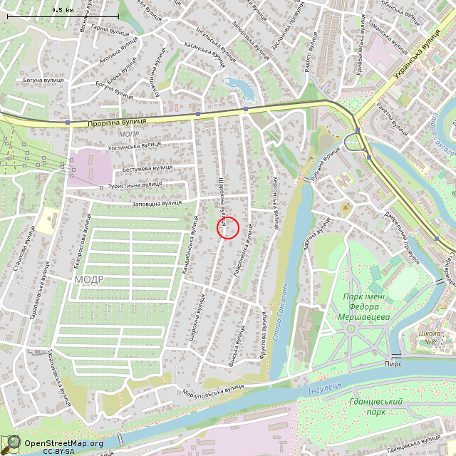 Карта где находится Заброшенный дом (Кривой Рог) в среднем масштабе