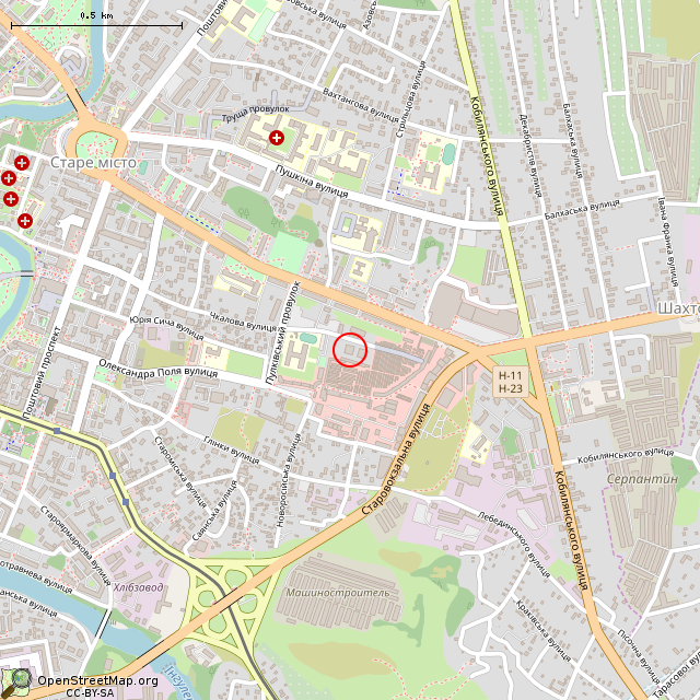 Карта где находится ул. Чкалова, 44Б (Кривой Рог) в среднем масштабе