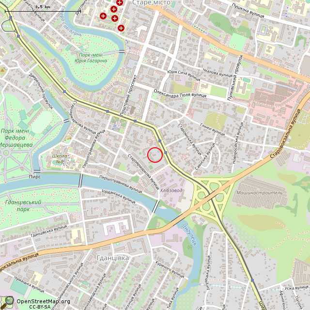 Карта где находится Неработающий общественный туалет (Кривой Рог) в среднем масштабе