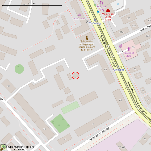 Карта где находится Неработающий общественный туалет (Кривой Рог) в крупном масштабе