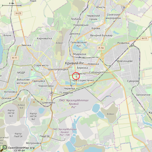 Карта где находится Бистро «Форвард» (Кривой Рог) в мелком масштабе