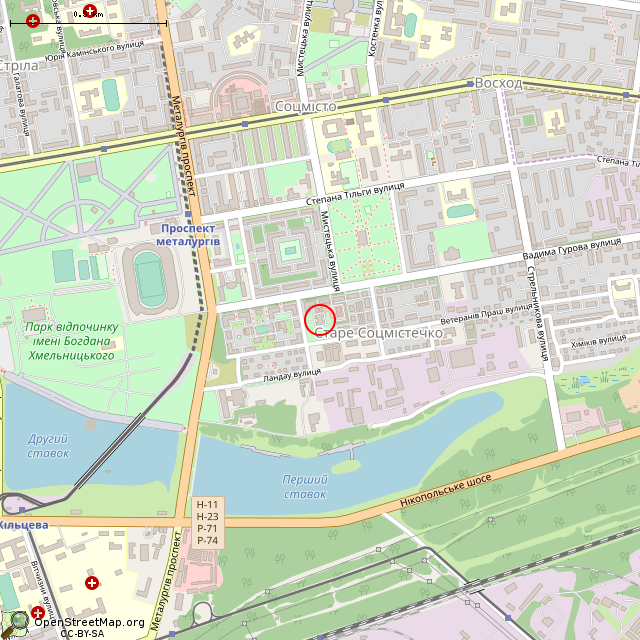 Карта где находится ул. Ветеранов Труда, 15 (Кривой Рог) в среднем масштабе