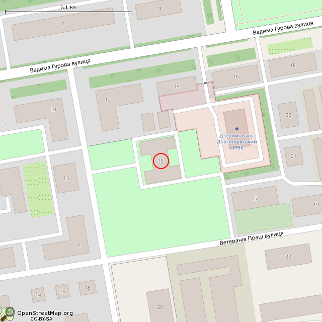 Карта где находится ул. Ветеранов Труда, 15 (Кривой Рог) в крупном масштабе