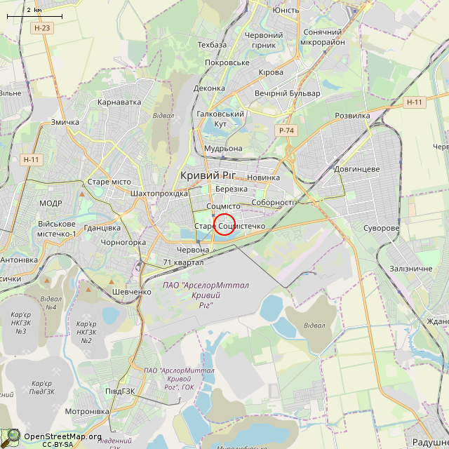 Карта где находится ул. Ветеранов Труда, 15 (Кривой Рог) в мелком масштабе