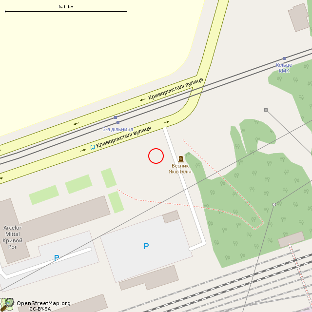 Карта где находится Памятник Якову Веснику (Кривой Рог) в крупном масштабе