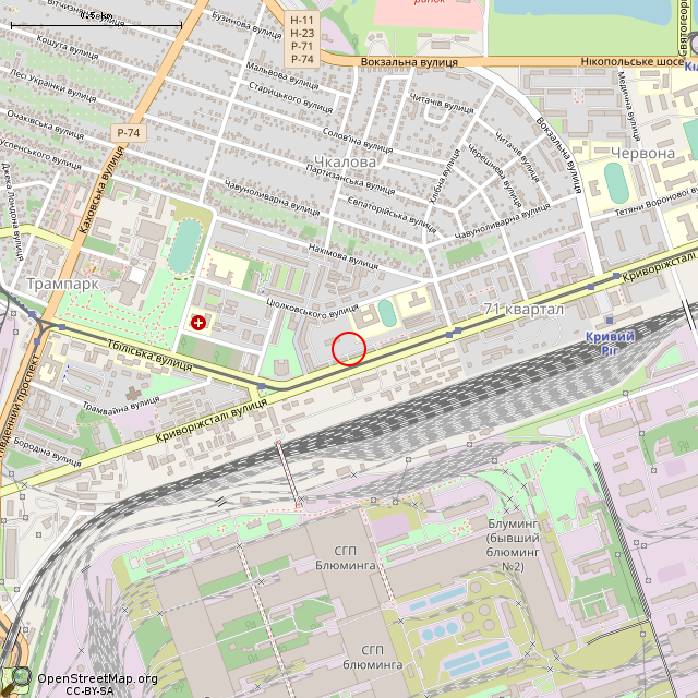 Карта где находится Заброшенное здание (Кривой Рог) в среднем масштабе