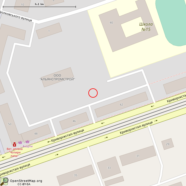 Карта где находится Заброшенное здание (Кривой Рог) в крупном масштабе