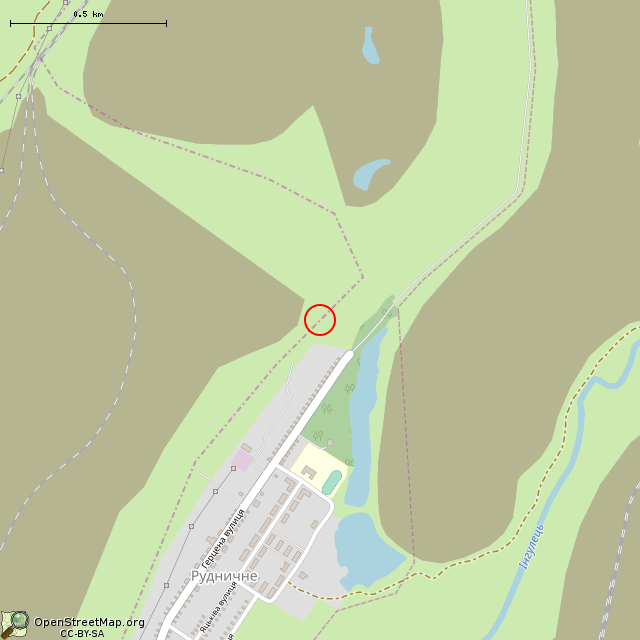 Карта где находится Отработанный песчаный карьер (Кривой Рог) в среднем масштабе