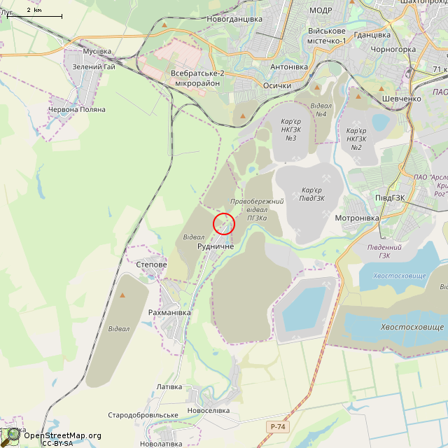 Карта где находится Отработанный песчаный карьер (Кривой Рог) в мелком масштабе