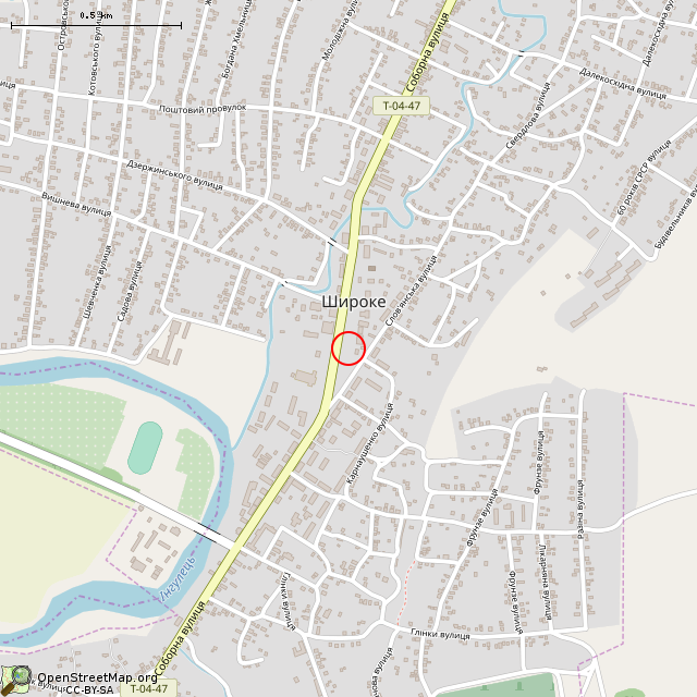 Карта где находится Каменный крест с трезубцем (Широкое) в среднем масштабе