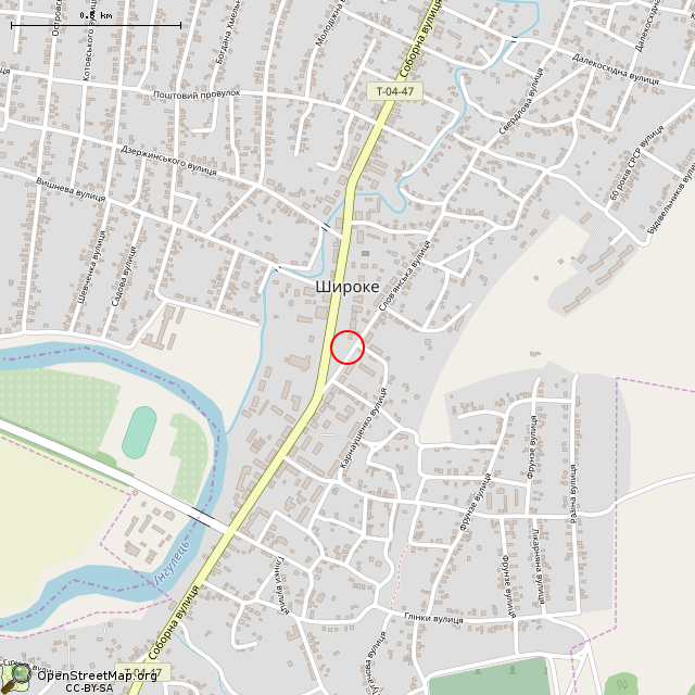 Карта где находится Воинский мемориал Великой Отечественной войны (Широкое) в среднем масштабе