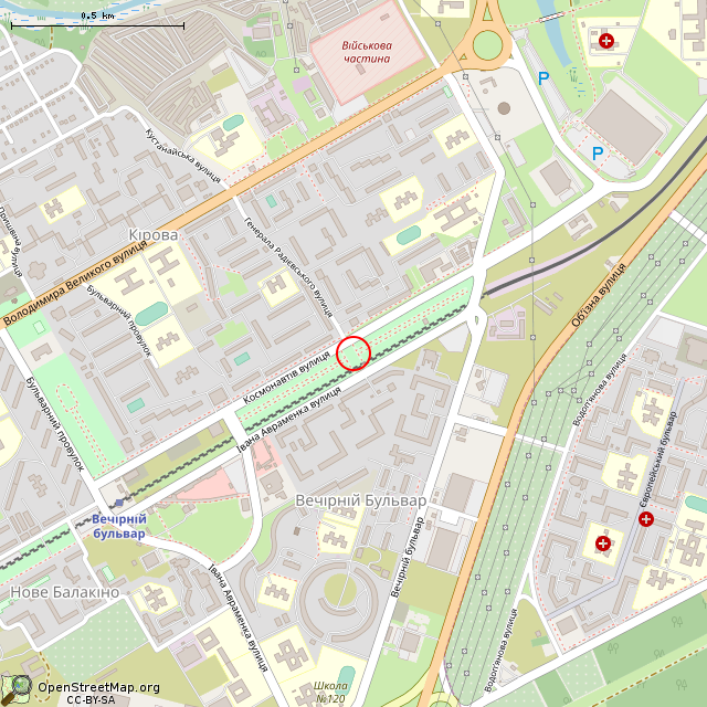 Карта где находится Старый неработающий фонтан (Кривой Рог) в среднем масштабе