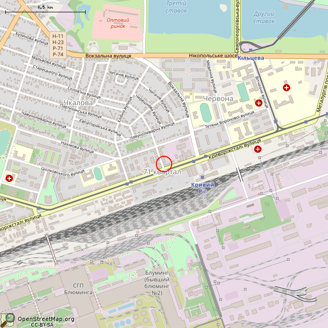 Карта где находится Ворота во двор (Кривой Рог) в среднем масштабе