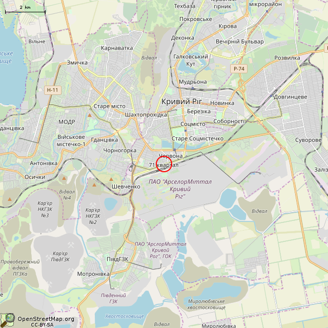 Карта где находится Ворота во двор (Кривой Рог) в мелком масштабе
