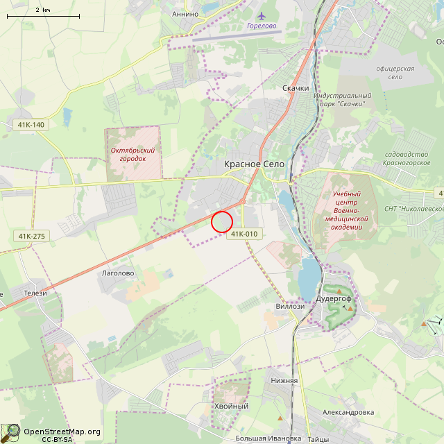 Карта где находится ДОТ (артказемат) Рв-6 КрУР (Санкт-Петербург)      | Вторая мировая война, долговременная огневая точка (дот) в мелком масштабе