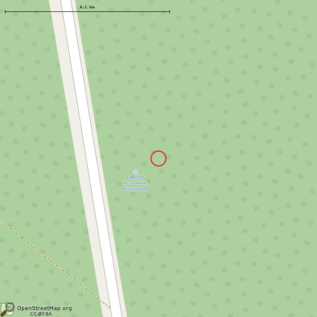 Карта где находится Родник с питьевой водой. Святой источник в крупном масштабе