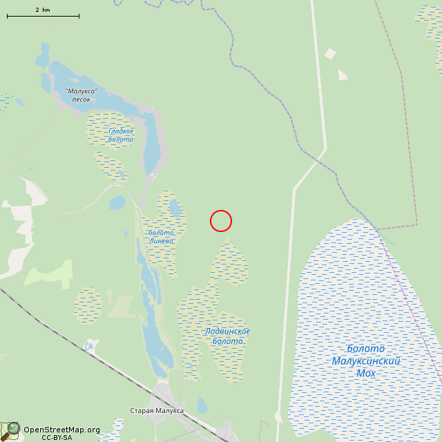 Карта где находится Немецкий ДОТ DM-16 и памятник советским воинам в мелком масштабе