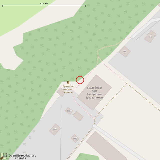 Карта где находится Остатки лестницы, которая вела от дома в парк в крупном масштабе