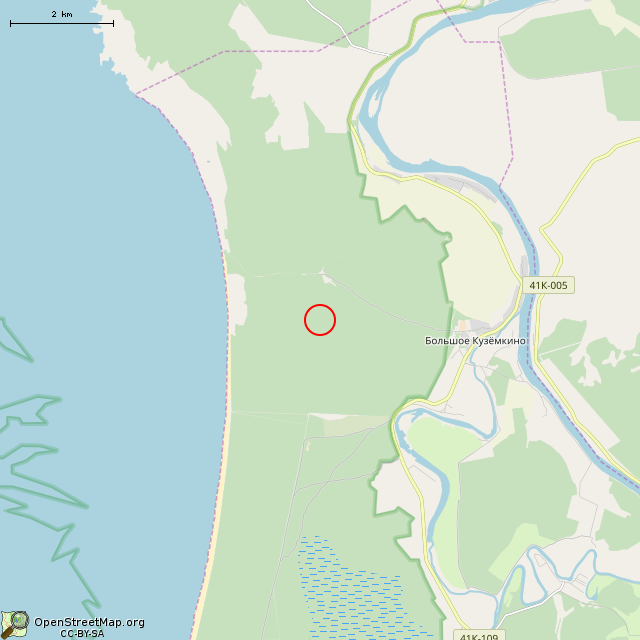 Карта где находится ДОТ № 107 КингУР в мелком масштабе