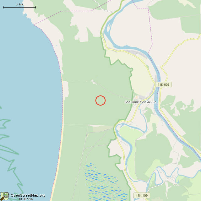 Карта где находится Взорванный ДОТ № 112 КингУР в мелком масштабе