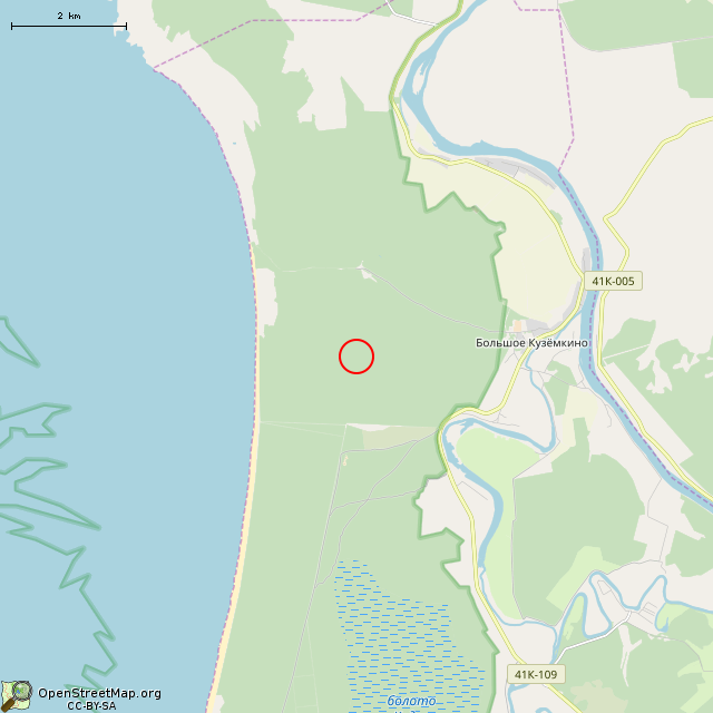Карта где находится ЖБОТ Ки-15 КингУР в мелком масштабе