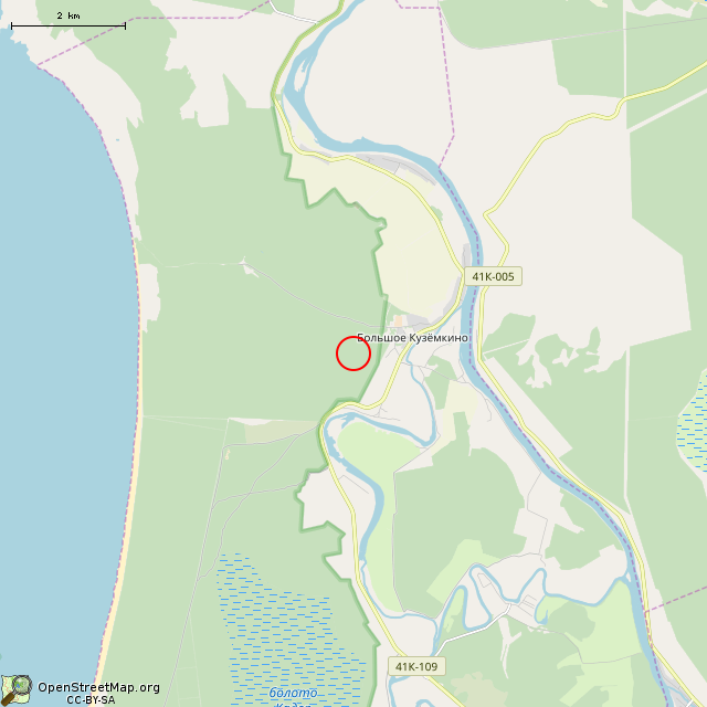 Карта где находится ДОТ № 113 КингУР в мелком масштабе