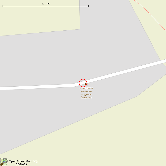 Карта где находится Памятник на месте подвига А. В. Сохнова в крупном масштабе