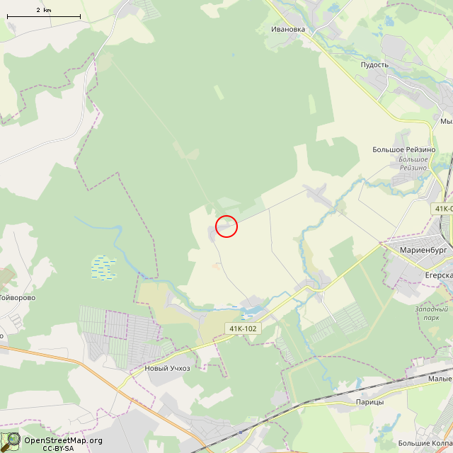 Карта где находится Памятник на месте подвига А. В. Сохнова в мелком масштабе