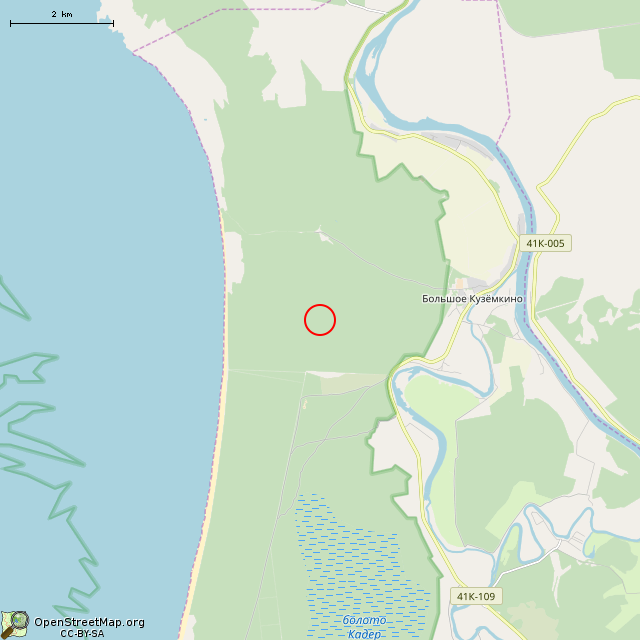 Карта где находится Взорванный ДОТ № 109 КингУР в мелком масштабе