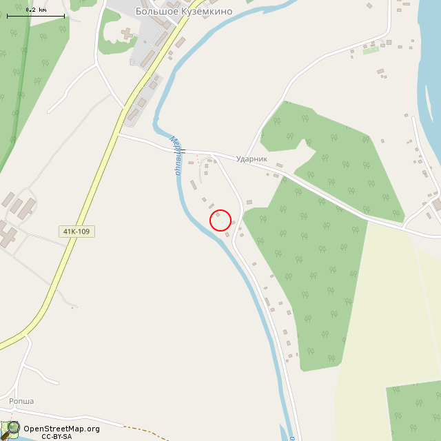 Карта где находится ДОТ № 115 КингУР в среднем масштабе