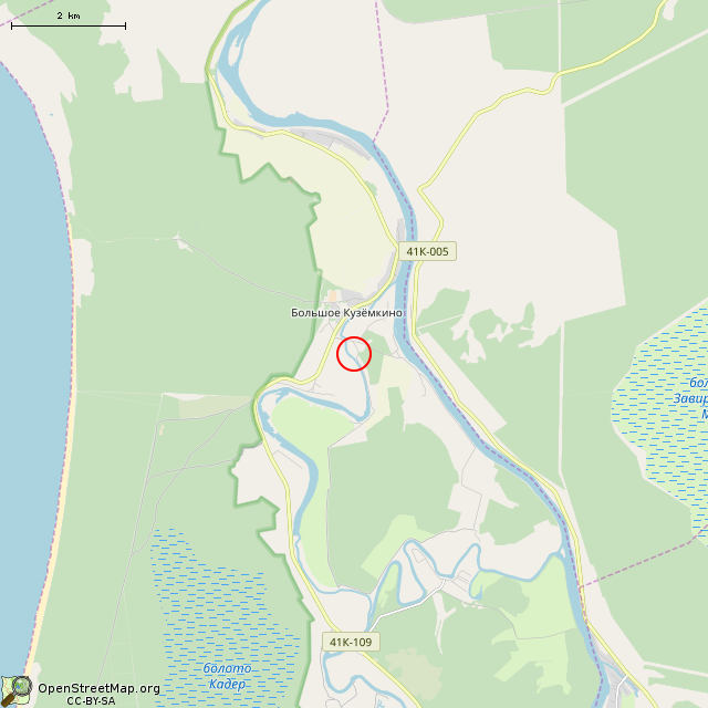 Карта где находится ДОТ № 115 КингУР в мелком масштабе