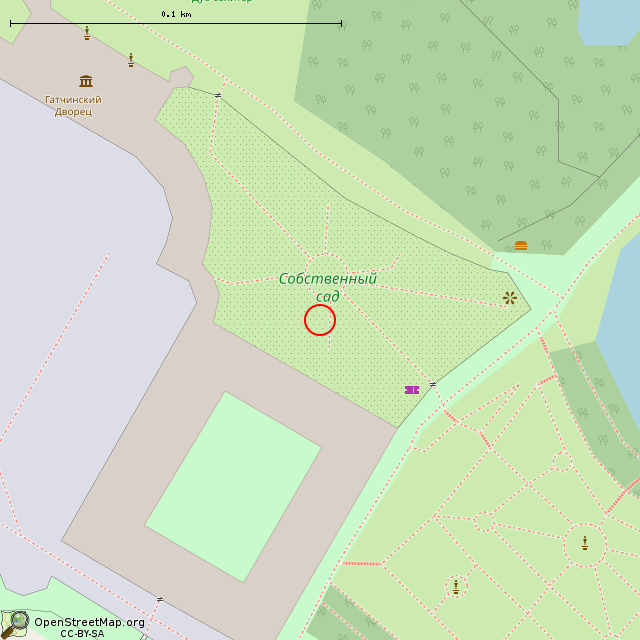 Карта где находится Обелиск собаке Тип (Гатчина) в крупном масштабе