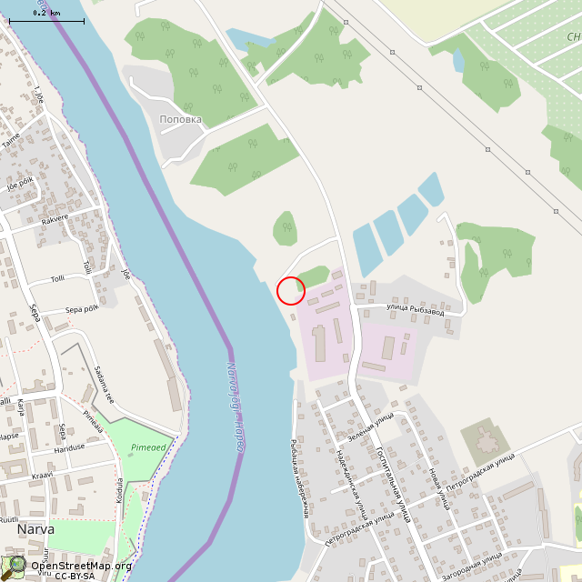 Карта где находится Заброшенный фонтан (Ивангород) в среднем масштабе