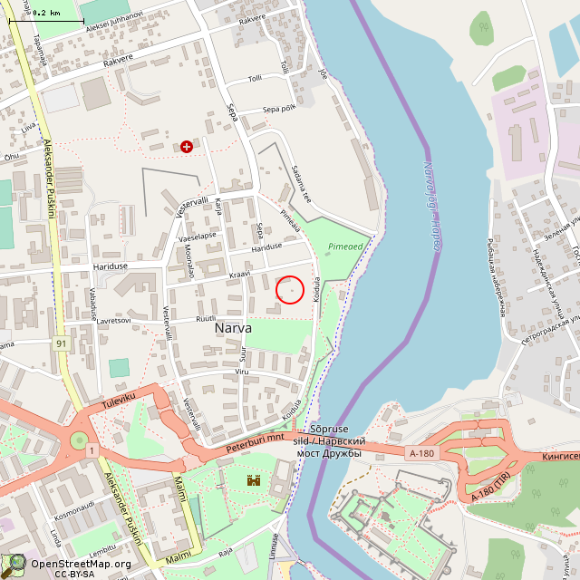 Карта где находится Фонтан (Нарва) в среднем масштабе