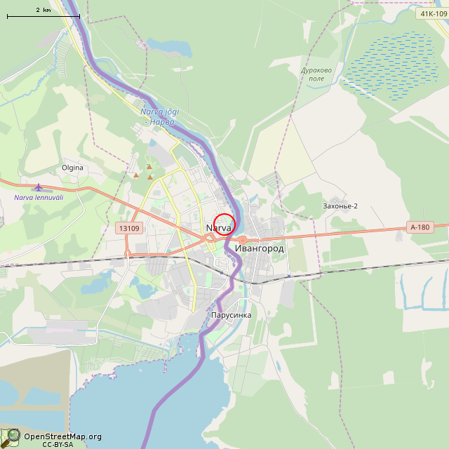 Карта где находится Фонтан (Нарва) в мелком масштабе