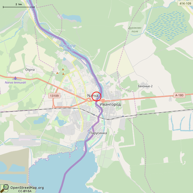 Карта где находится Фонтан (Нарва) в мелком масштабе