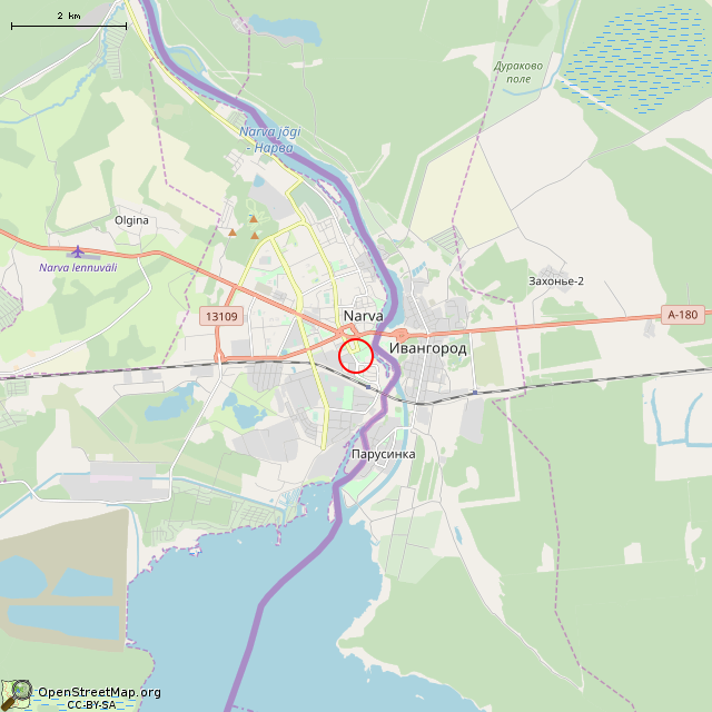 Карта где находится Фонтан (Нарва) в мелком масштабе