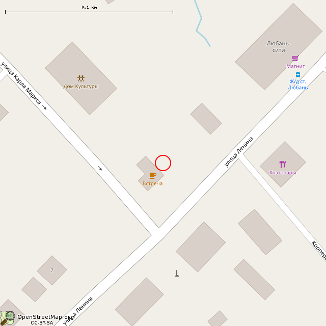 Карта где находится Памятник В.И. Ленину (Любань) в крупном масштабе