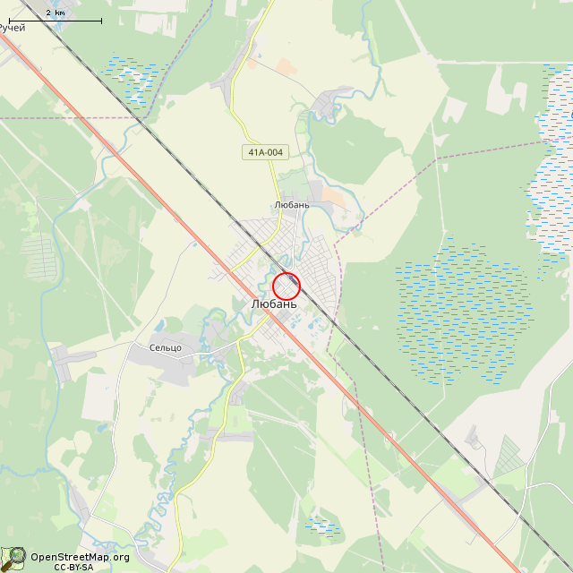 Карта где находится Памятник В.И. Ленину (Любань) в мелком масштабе
